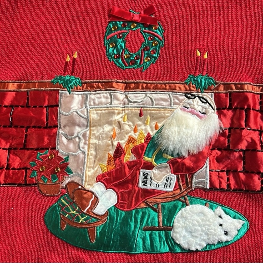 🎄 Vintage Glady's Bagley Christmas Sweater with Santa Claus Design - Picture 5 of 6